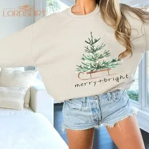 Christmas Sweatshirt For Women Merry And Bright Hooded