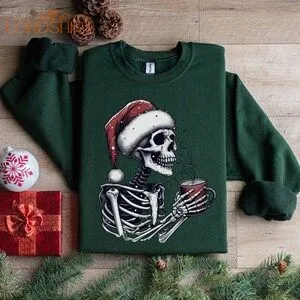 Christmas Sweatshirt Skelton Xmas Sweater Merry Christmas