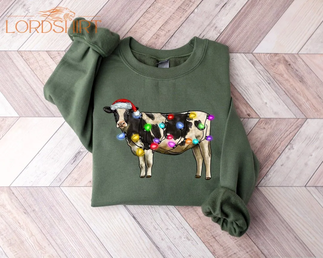 Christmas Sweatshirtcute Cow Christmas Sweatshirt2023 Merry