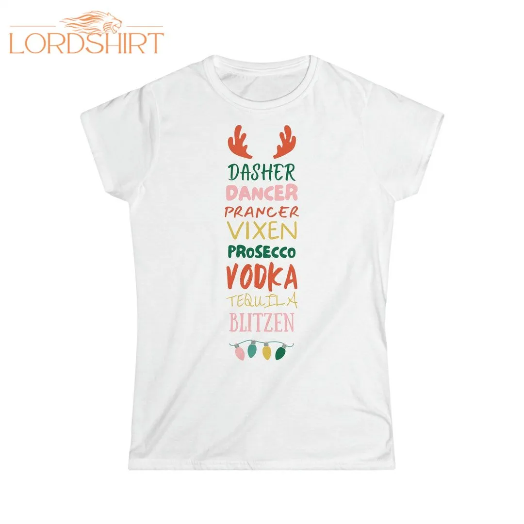 Christmas T-shirt Dasher Dancer Prancer Vixen Prosecco