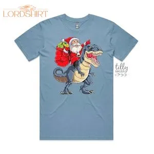 Christmas T-shirt For Men Dinosaur Santa Men's T-shirt