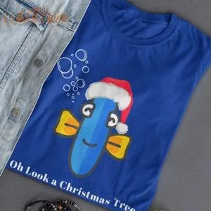 Christmas T-shirt Funny Christmas Tee Gold Fish Shirt