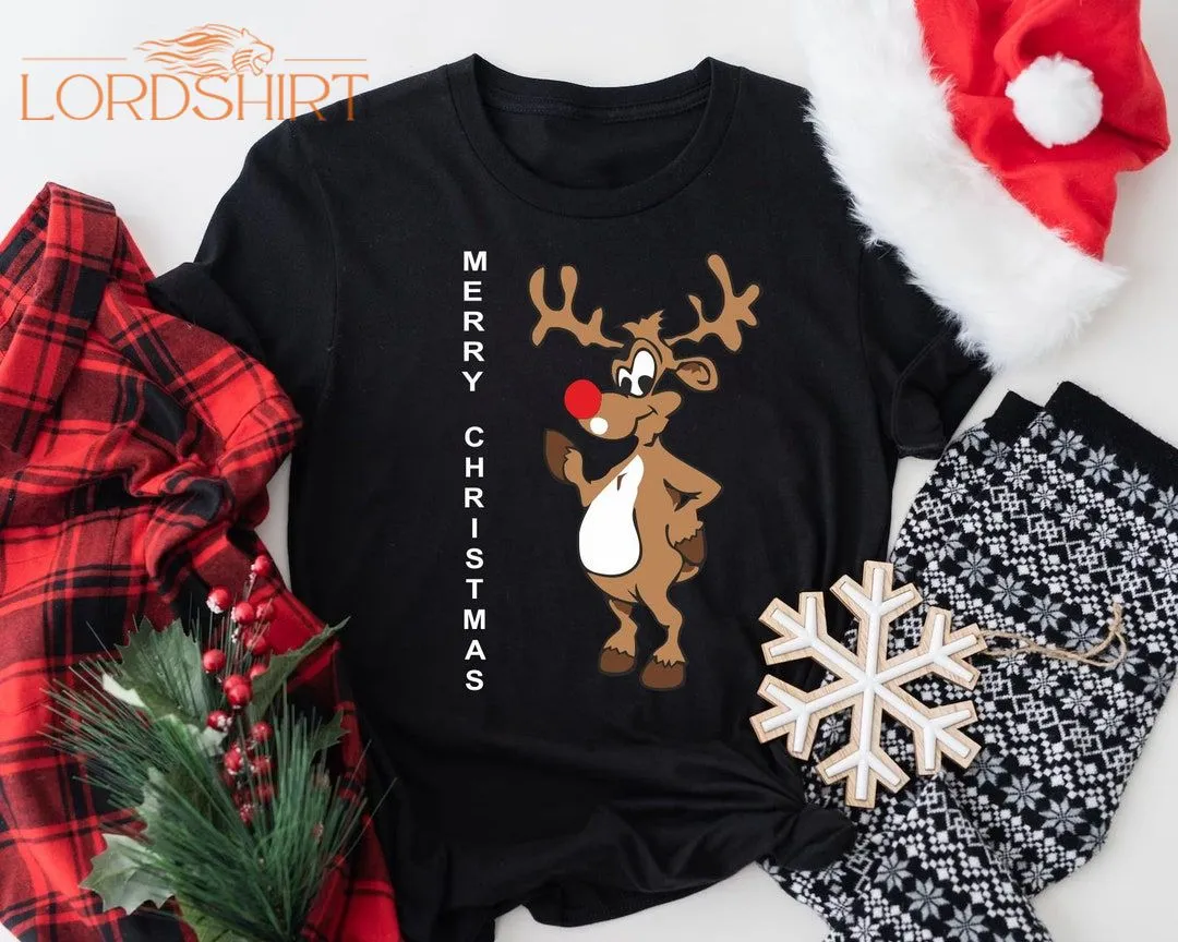 Christmas T-shirt Funny Reindeer T Shirt Merry Christmas