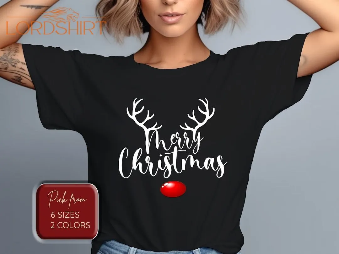 Christmas T-shirt Merry Christmas Antler Santa Shirt Unisex