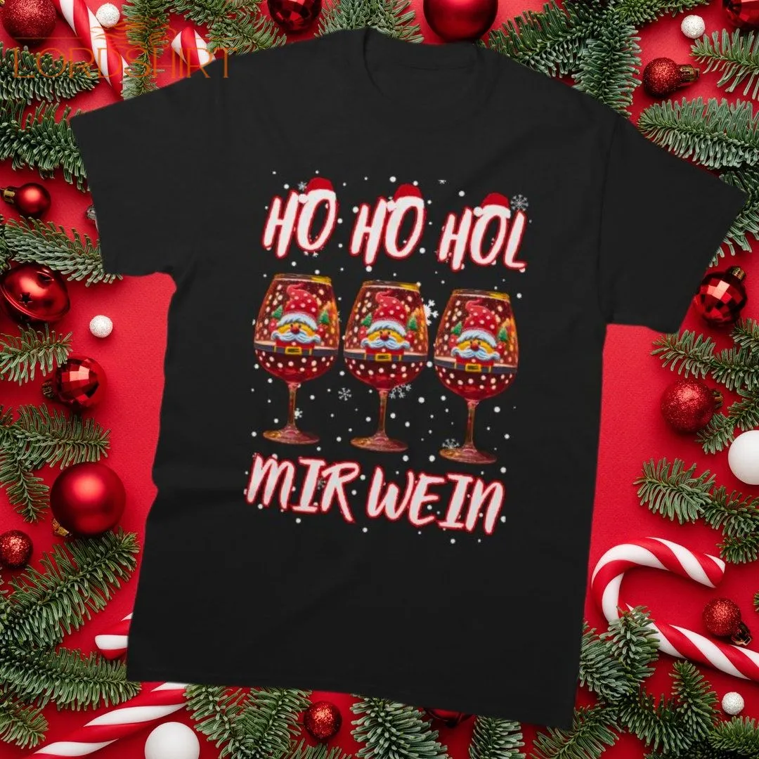 Christmas T-shirt Santa Says: Ho Ho Get Me Wine Merry