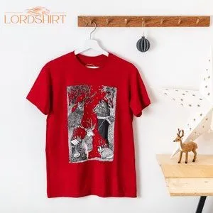 Christmas T-shirt Silk Screen Printed Woodland Animals Unisex