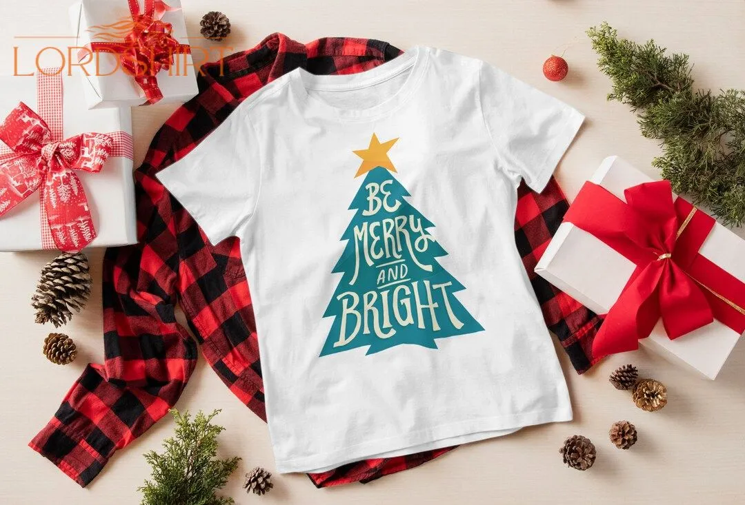 Christmas Tree Be Merry And Bright Decal Iron On Heat