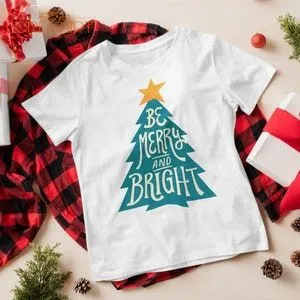 Christmas Tree Be Merry And Bright Decal Iron On Heat