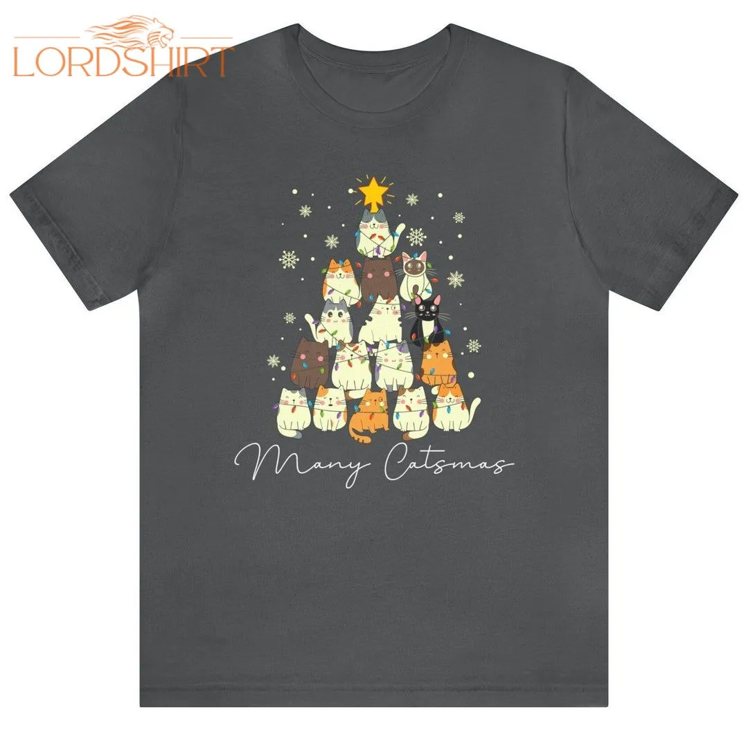 Christmas Tree Cat T-shirt Funny Christmas Tshirt Cute