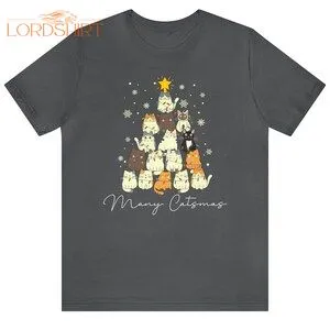 Christmas Tree Cat T-shirt Funny Christmas Tshirt Cute