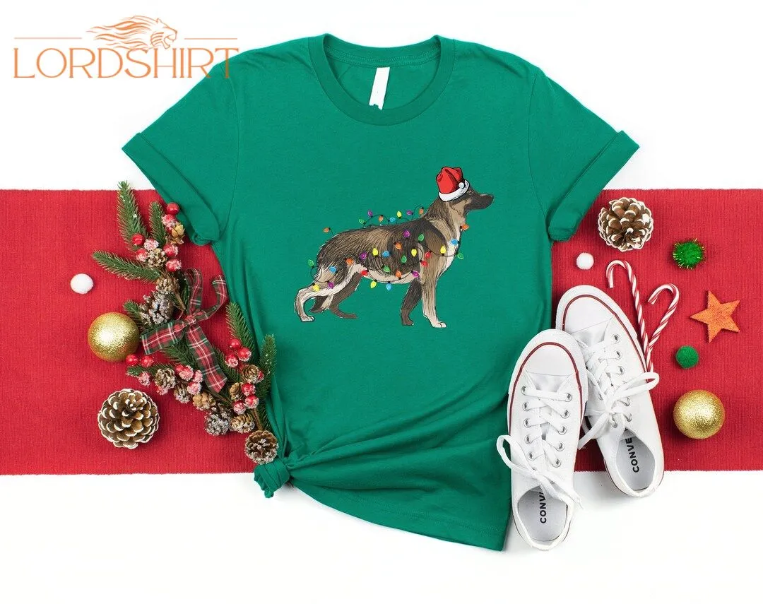 Christmas Tree Lights German Shepherd Shirt Christmas