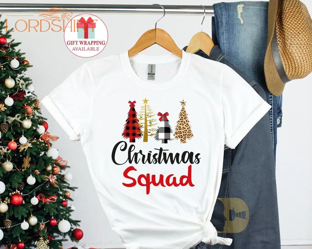 Christmas Tree Shirt Women Christmas Tshirt Santa Squad Top