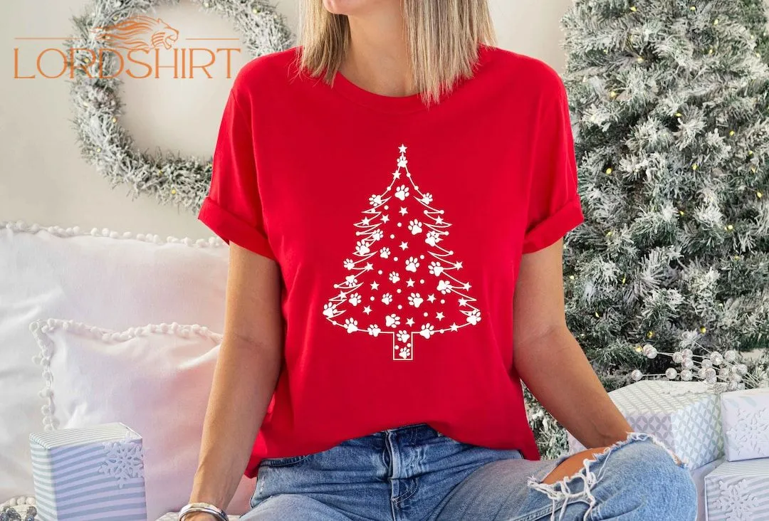 Christmas Tree With Dog Paws Shirt Dog People Christmas