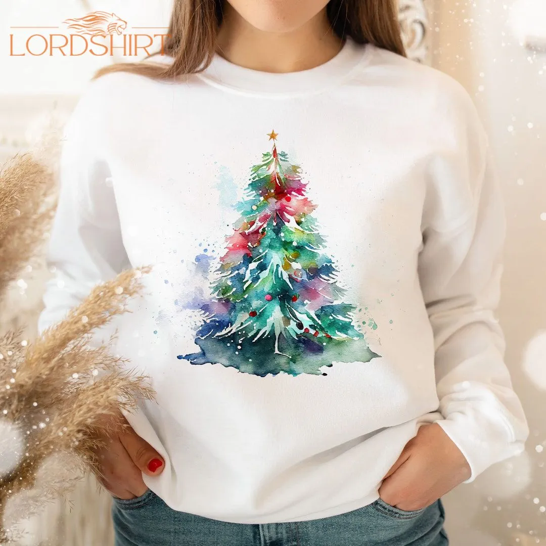 Christmas Trees Shirt Watercolor Pine Trees Tshirt Christmas