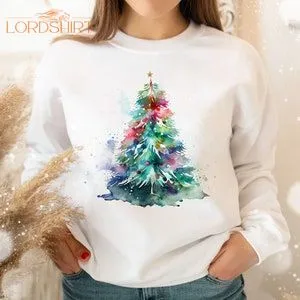 Christmas Trees Shirt Watercolor Pine Trees Tshirt Christmas