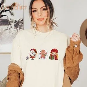 Christmas Tshirt Cute Christmals Elements Santa And Cookie