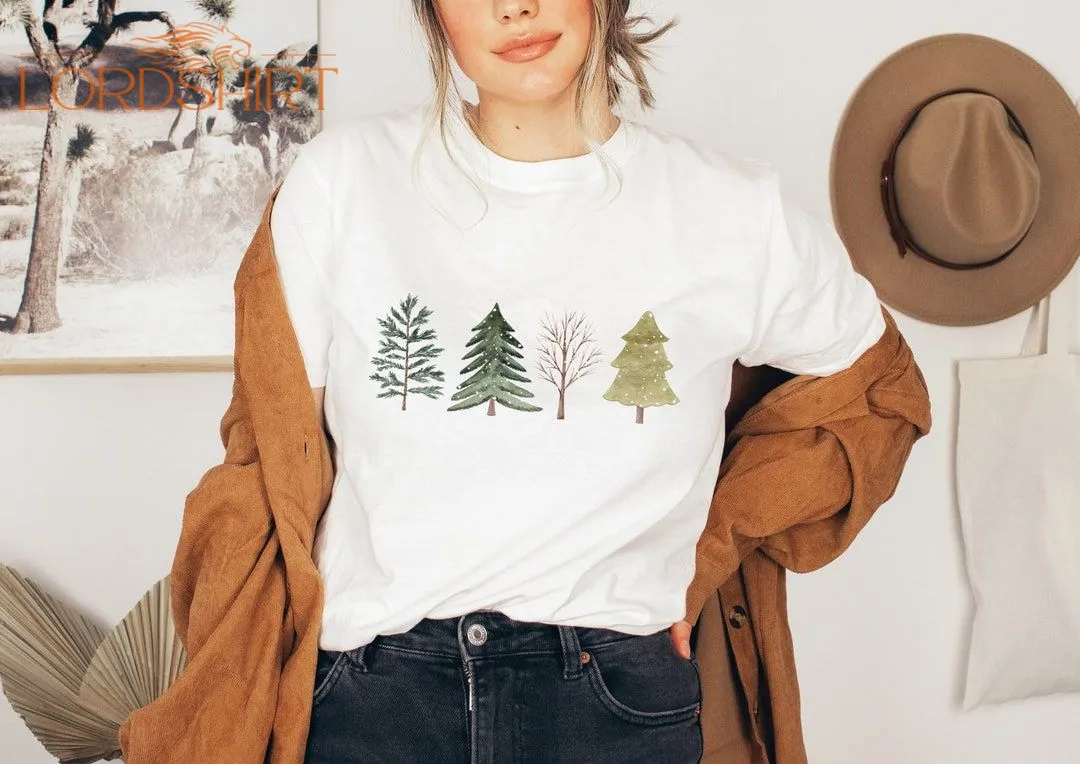 Christmas Tshirt Weihnachtsbume Watercolor Winter Shirt