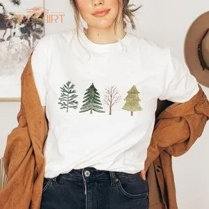 Christmas Tshirt Weihnachtsbume Watercolor Winter Shirt