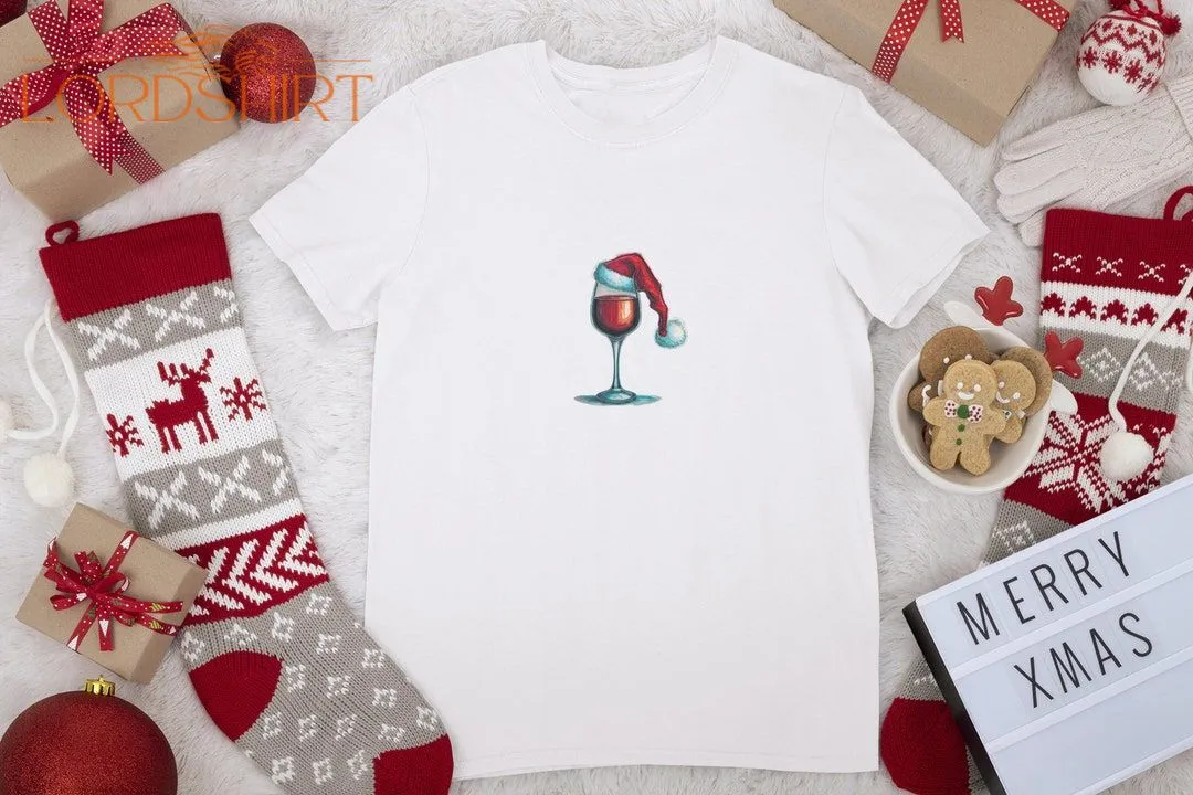 Christmas Wine T-shirt Christmas T-shirt Novelty Wine Glass