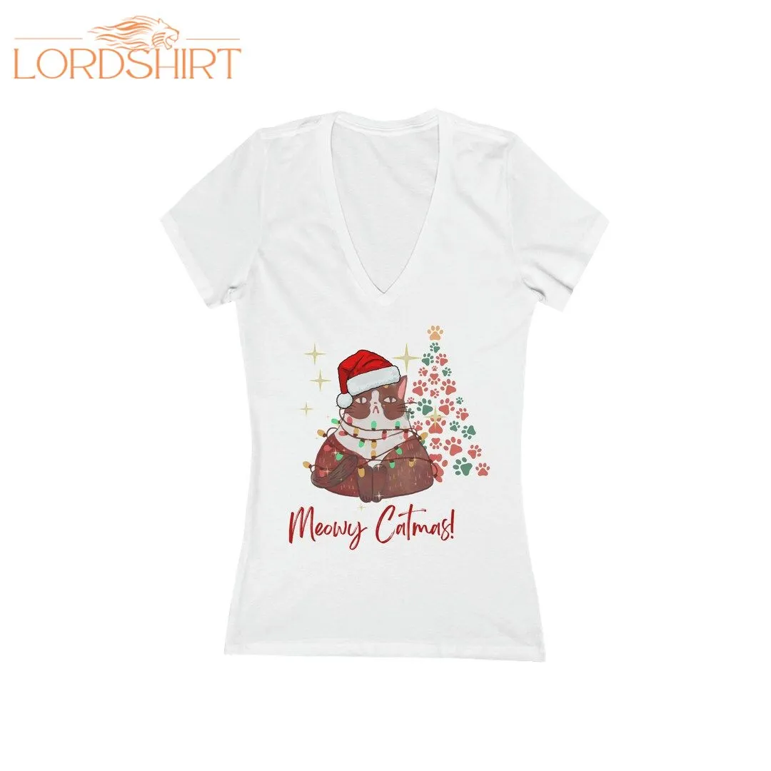 Christmas Women's Jersey Short Sleeve Deep V-neck Tee