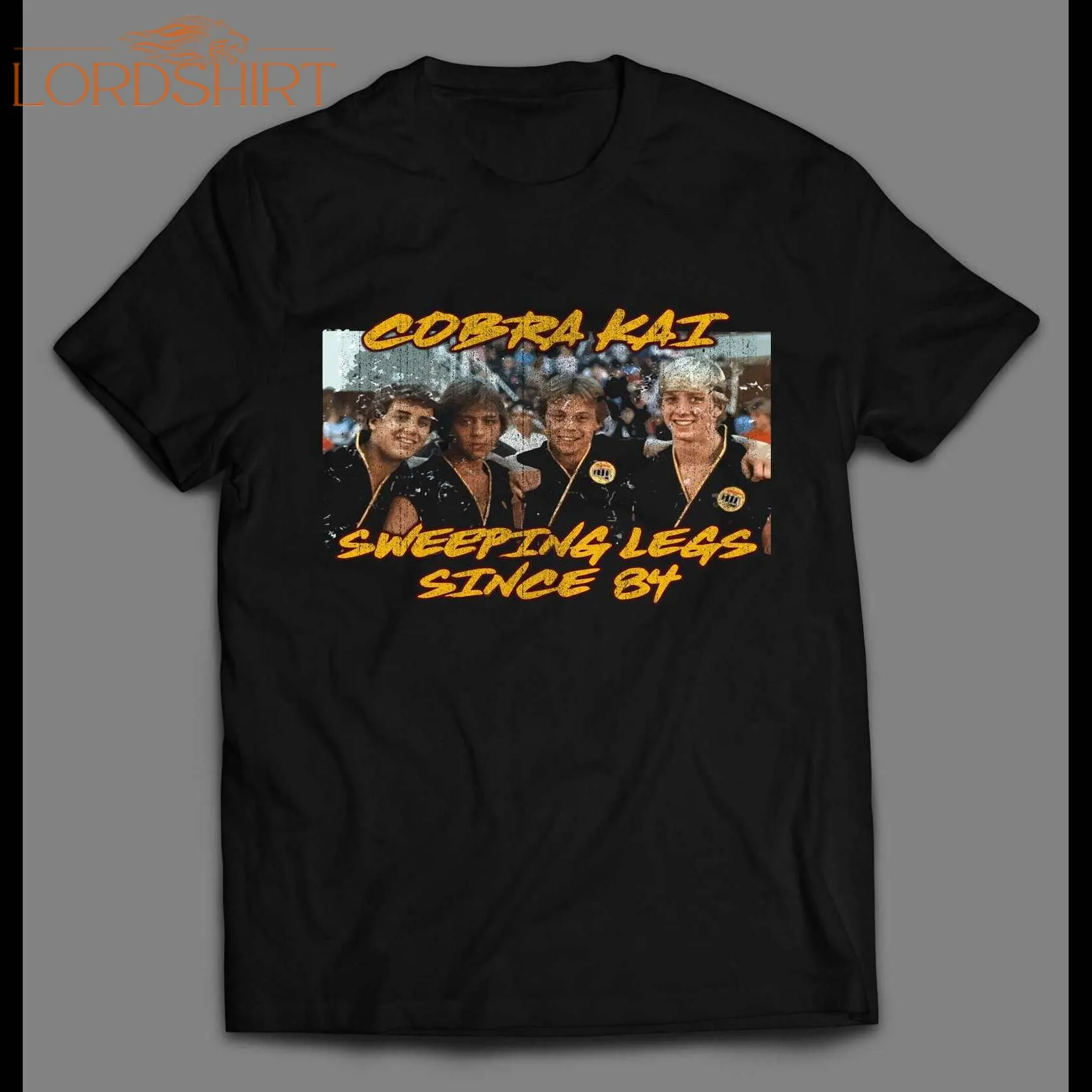 Cobra Kai Group Photo Sweeping The Leg Since '84 Karate Kid Distressed Shirt