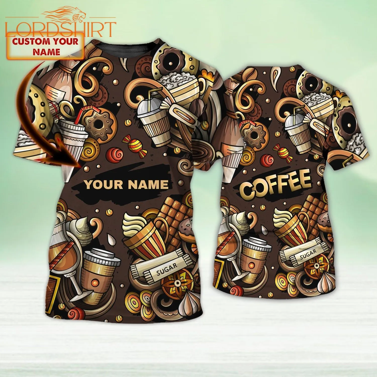 Coffee And Sugar Custom Name 3d All Over Print