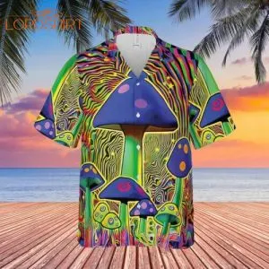 Colorful Hippie Tie Dye Mushroom Hawaiian Shirt