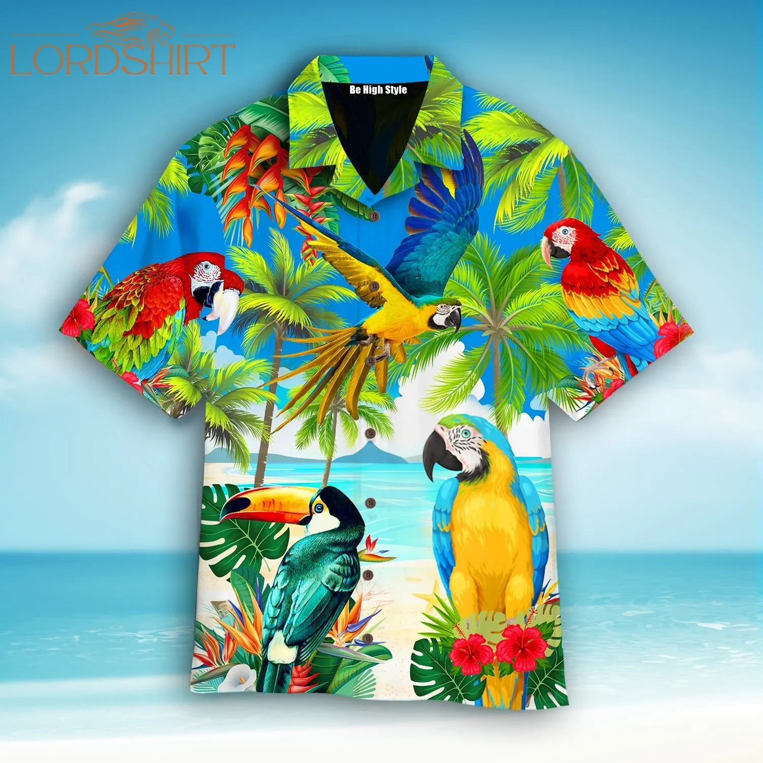 Colorful Parrot Tropical Beach Hawaiian Shirt