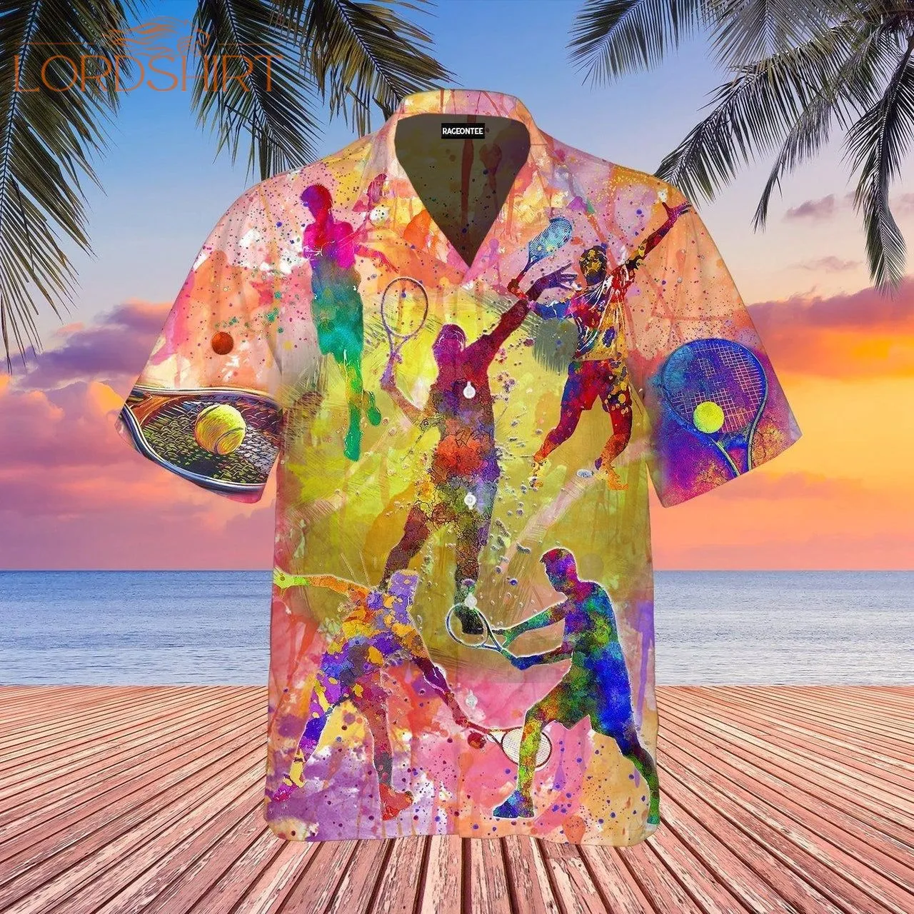 Colorful Playing Tennis Man Hawaiian Shirt