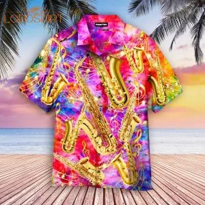 Colorful Saxophone Hawaiian Shirt