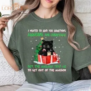 Comfort Colors Black Cat Christmas Shirt Funny Christmas