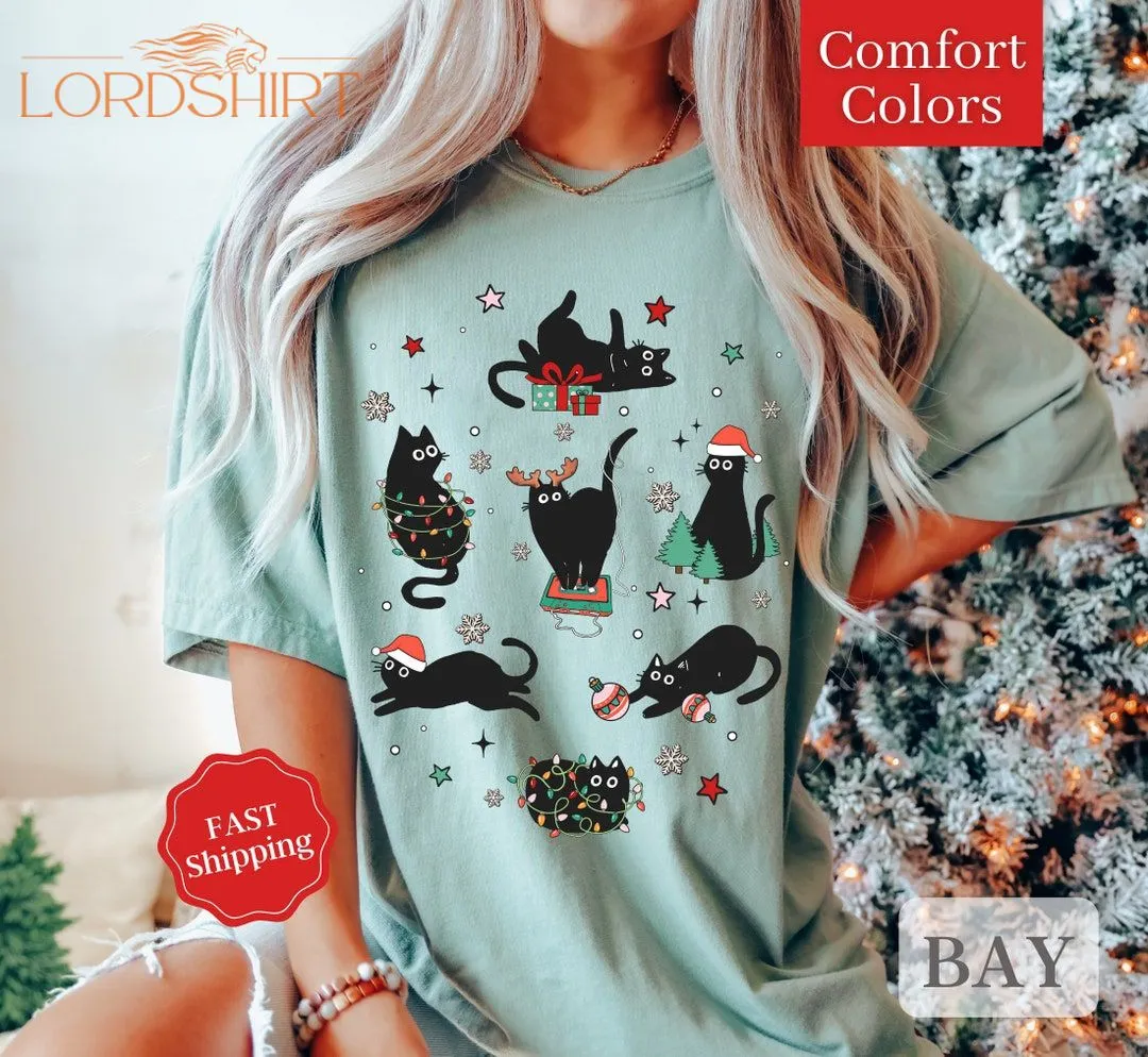 Comfort Colors Christmas Shirt For Cat Lover Christmas Cat