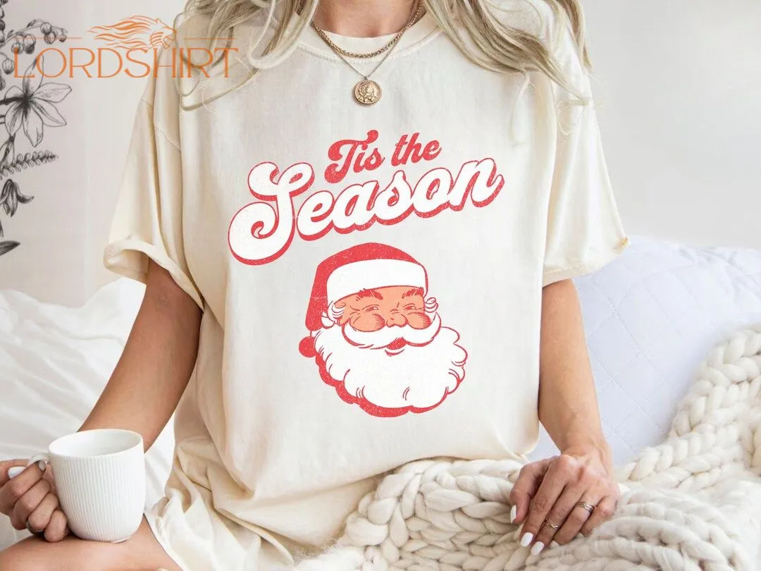 Comfort Colors Santa Vintage Christmas Tshirt Retro Santa