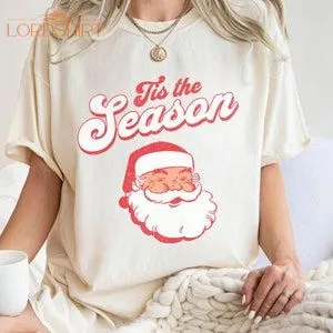 Comfort Colors Santa Vintage Christmas Tshirt Retro Santa