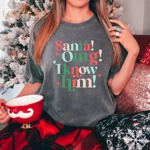 Comfort Colors Vintage Christmas T-shirt Retro Santa I Know