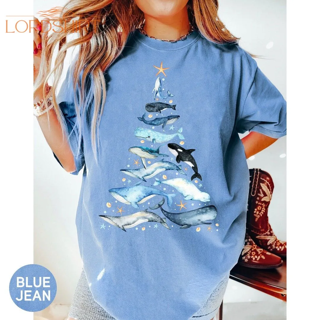 Comfort Colors Whale Christmas Tree Shirt Whale Christmas