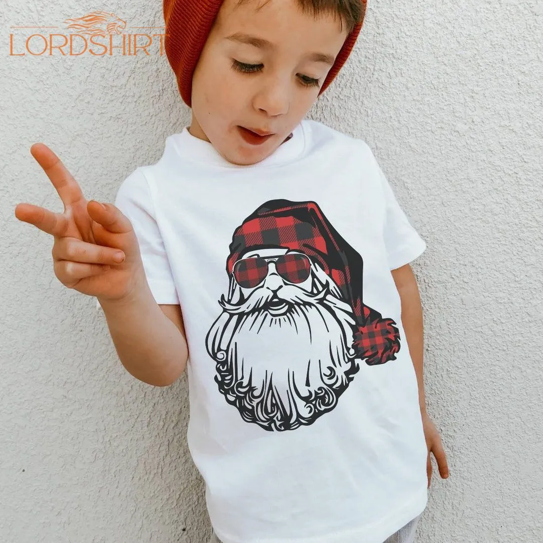 Cool Santa Shirt Christmas Shirt For Toddlers Buffalo Plaid