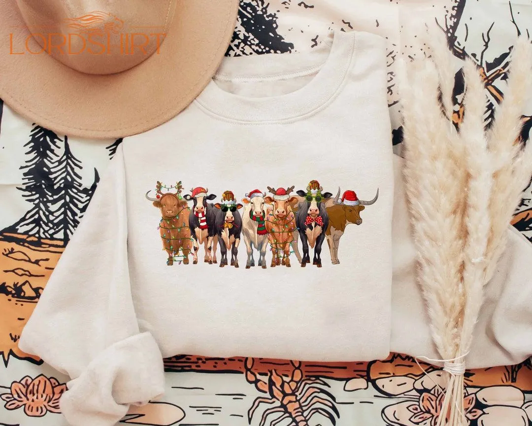 Cow Christmas Sweatshirt Cow Lover Christmas T-shirt Cow