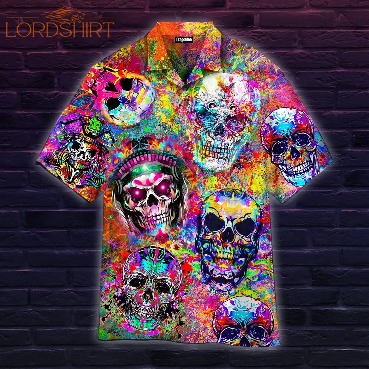 Crazy Colorful Skull Art Hawaiian Shirt