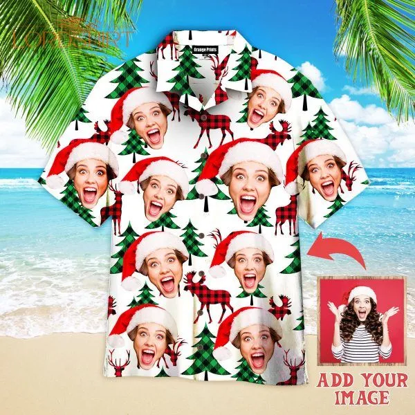 Custom Face Merry Holly Christmas Custom Photo Hawaiian Shirt