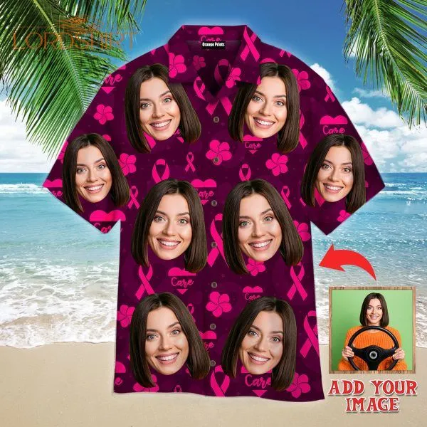 Custom Face On Breast Cancer Awareness Theme Custom Photo Hawaiian Shirt