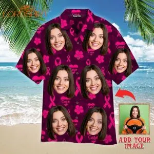 Custom Face On Breast Cancer Awareness Theme Custom Photo Hawaiian Shirt