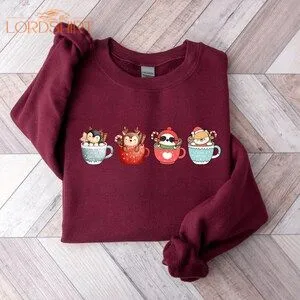 Cute Animals Christmas Sweatshirt Animal Lover Gift For