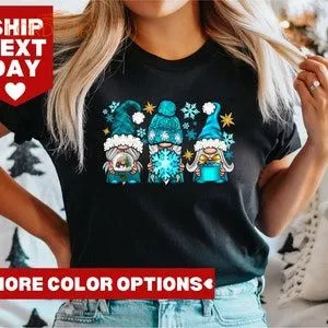 Cute Blue Gnomes Christmas T-shirt Cute Christmas Shirt