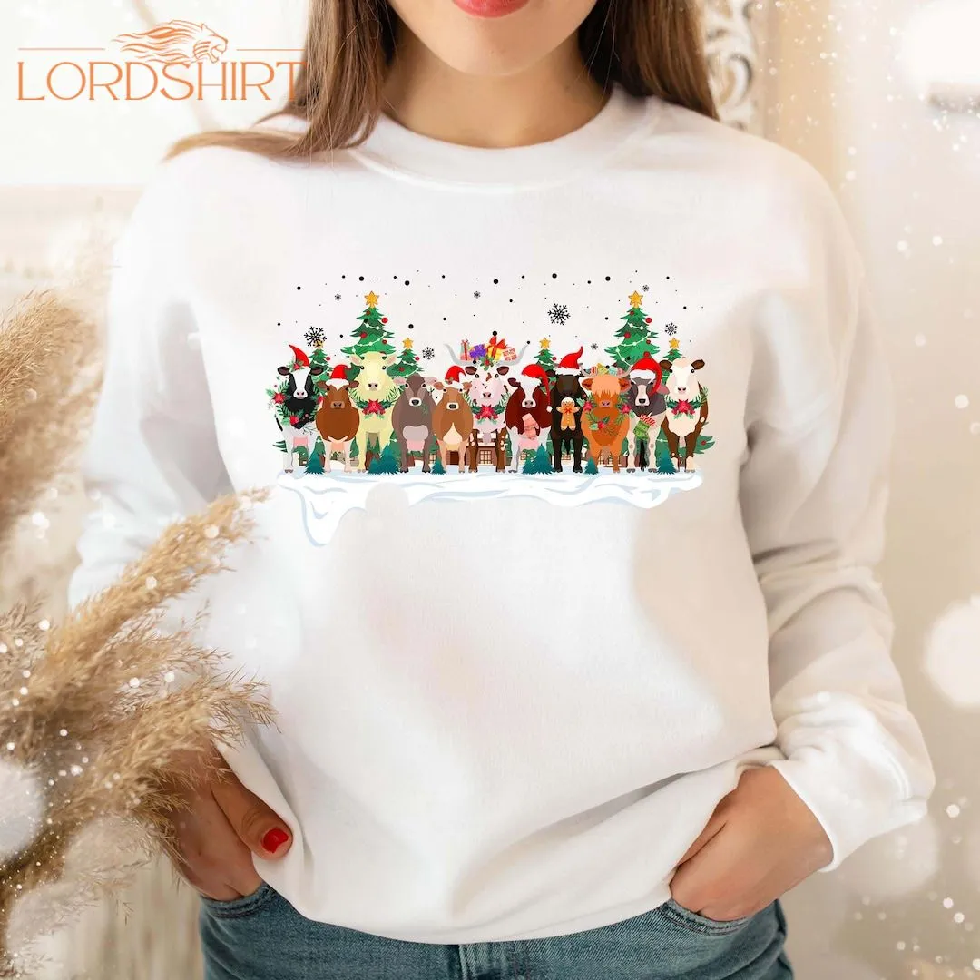 Cute Cow Christmas Sweatshirt Christmas Cow Sweater Cow