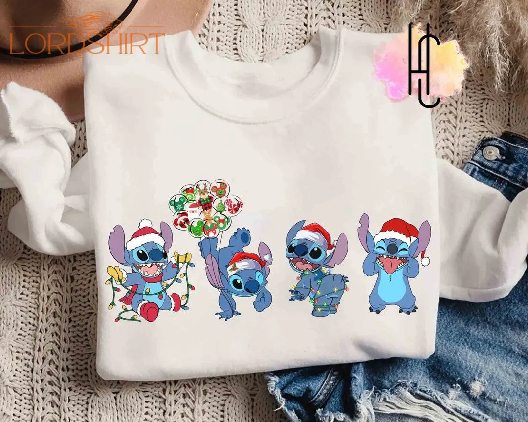 Cute Disney Santa Stitch Christmas Balloon Sweatshirt