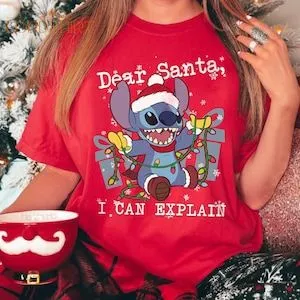 Cute Lilo  Stitch Christmas Dear Santa I Can Explain T-shirt