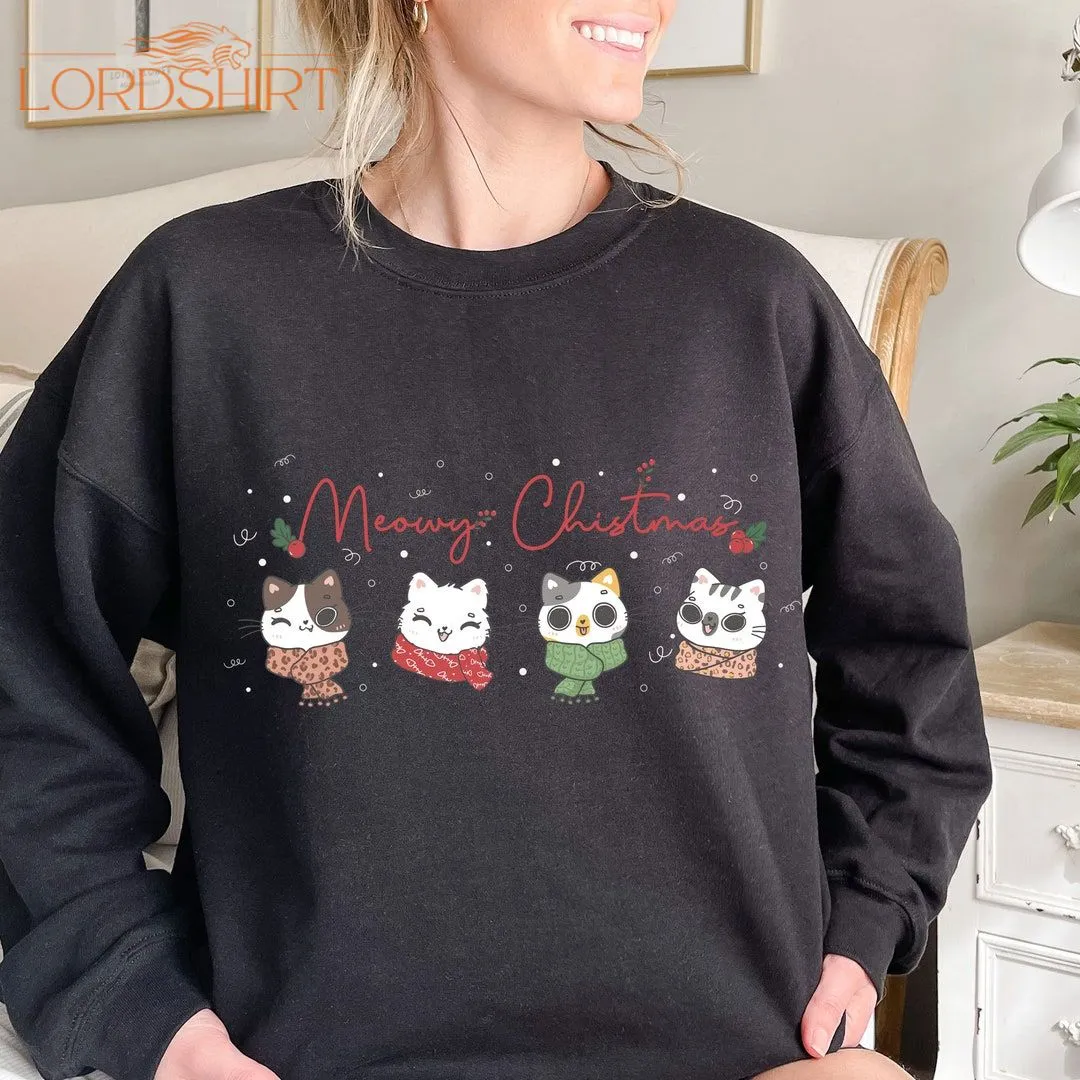 Cute Meowy Christmas Tshirt Christmas Cat Sweatshirt