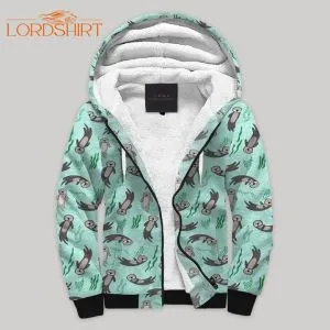 Cute Otters Fleece Zip Hoodie All Over Print