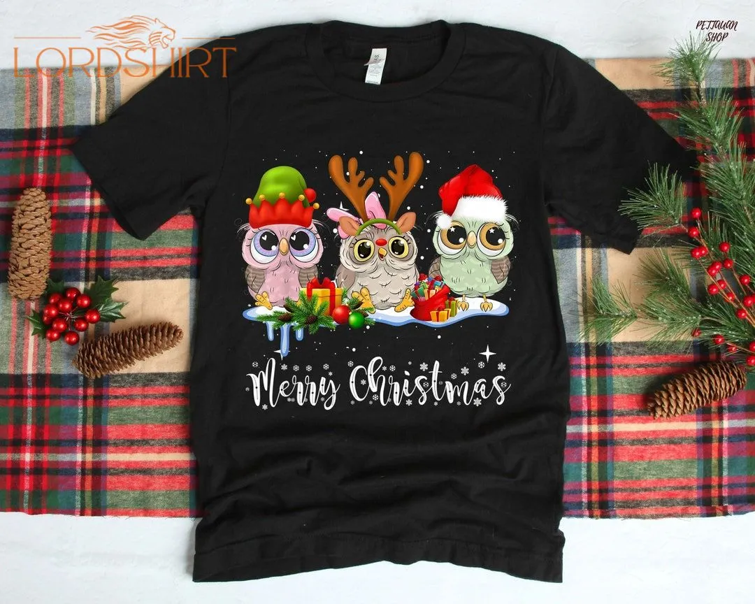 Cute Owl Christmas T-shirt Christmas Hoodies Holiday